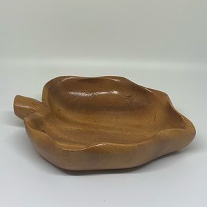 Vintage Monkey Pod Wood Taro Leaf bowl from Hawaii